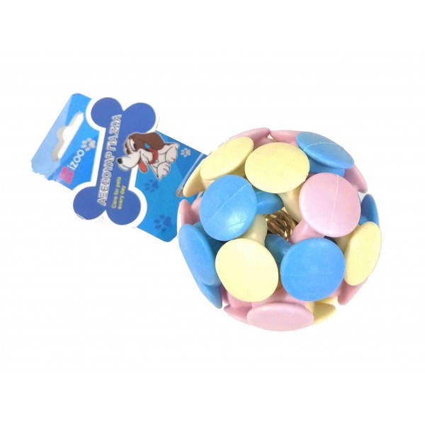 ΠΑΙΧΝΙΔΙ ΣΚΥΛΟΥ ΜΠΑΛΑΚΙ ΧΡΩΜΑΤΙΣΤΟ ΛΑΣΤΙΧΕΝΙΟ ΜΕ ΚΟΥΔΟΥΝΑΚΙ 7CM